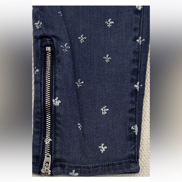 MOTHER Ankle Zip Jeans The Looker Fleur De Love Blue Patterned Size 28 - Picture 3 of 8